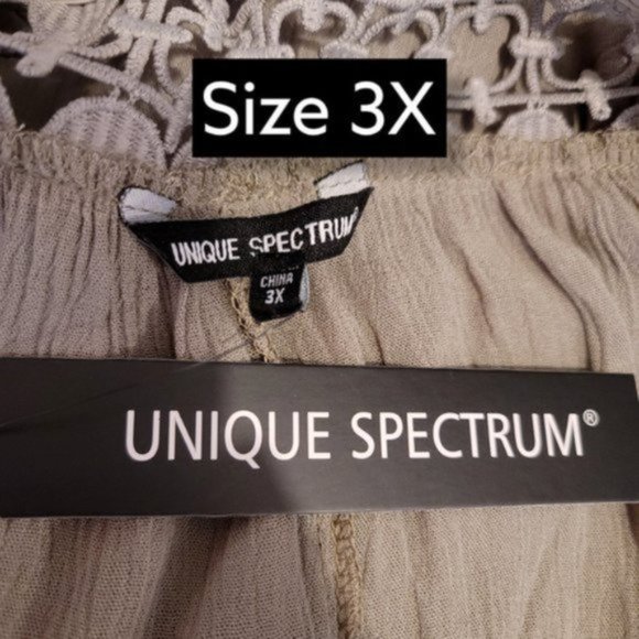 Unique Spectrum Women's Olive Green Lace on Neck 3/4 Sleeve Top Plus Size 3X - Picture 4 of 5